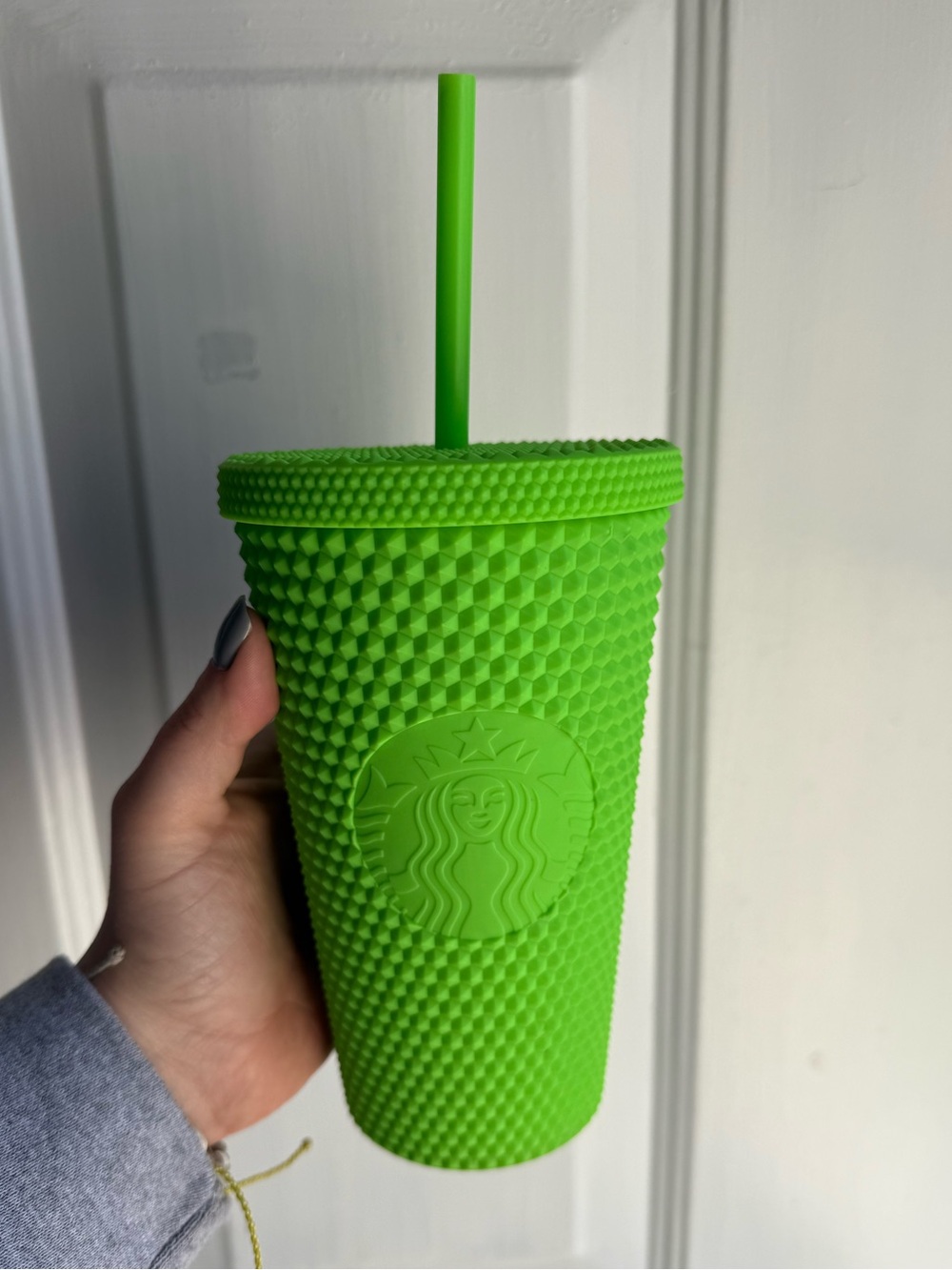 Starbucks Bright Green Studded Reusable Cup with Straw